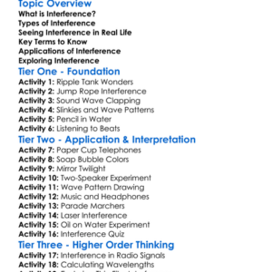 Interference Worksheet Activity Booklet