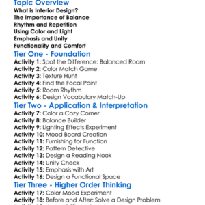 Interior Design Principles Worksheet Activity Booklet