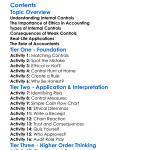 Internal Controls And Ethics In Accounting Worksheet Activity Booklet