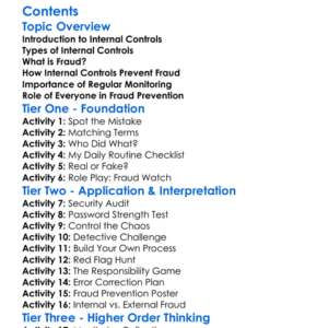 Internal Controls And Fraud Prevention Worksheet Activity Booklet