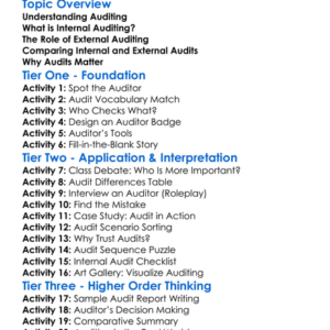 Internal Vs External Auditing Worksheet Activity Booklet