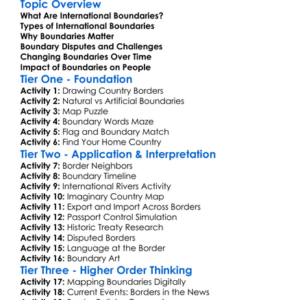 International Boundaries Worksheet Activity Booklet