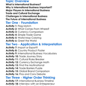 International Business Worksheet Activity Booklet
