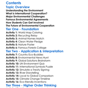 International Cooperation On Environment Worksheet Activity Booklet