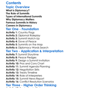 International Diplomacy And Summits Worksheet Activity Booklet