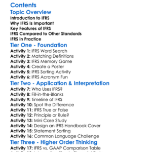 International Financial Reporting Standards Ifrs Overview Worksheet Activity Booklet