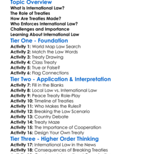 International Law And Treaties Worksheet Activity Booklet