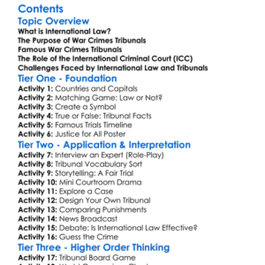 International Law And War Crimes Tribunals Worksheet Activity Booklet