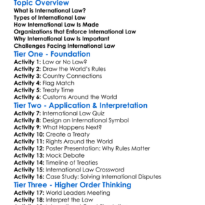 International Law Worksheet Activity Booklet