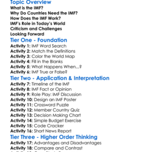 International Monetary Fund Worksheet Activity Booklet