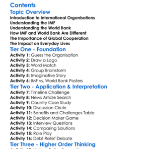 International Organisations Imf World Bank Worksheet Activity Booklet