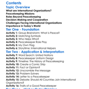 International Organizations And Peacekeeping Worksheet Activity Booklet
