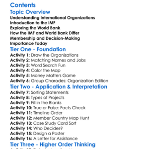 International Organizations Imf World Bank Worksheet Activity Booklet