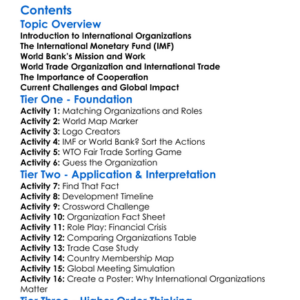 International Organizations Imf World Bank Wto Worksheet Activity Booklet