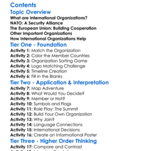 International Organizations Nato Eu And Others Worksheet Activity Booklet