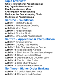 International Peacekeeping Efforts Worksheet Activity Booklet
