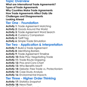 International Trade Agreements Worksheet Activity Booklet