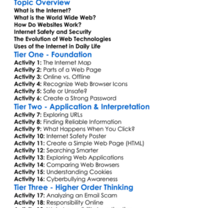 Internet And Web Technologies Worksheet Activity Booklet
