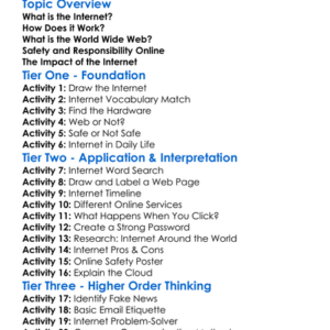 Internet Fundamentals Worksheet Activity Booklet
