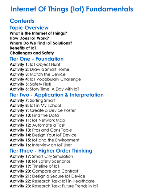 Internet Of Things Iot Fundamentals Worksheet Activity Booklet