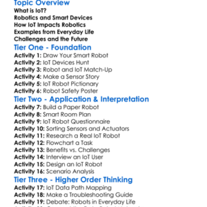 Internet Of Things Iot In Robotics Worksheet Activity Booklet