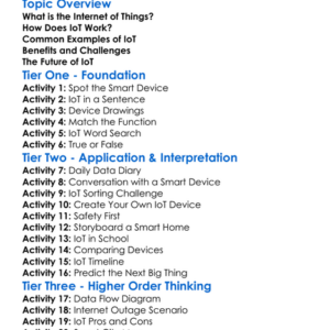 Internet Of Things Iot Introduction Worksheet Activity Booklet