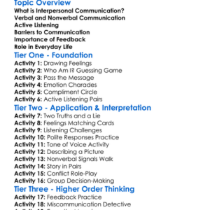 Interpersonal Communication Worksheet Activity Booklet