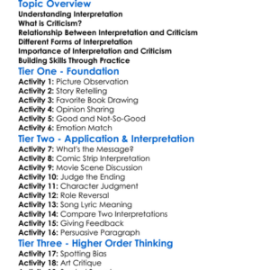Interpretation And Criticism Worksheet Activity Booklet