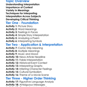 Interpretation And Meaning Worksheet Activity Booklet
