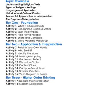 Interpretation Of Religious Texts Worksheet Activity Booklet
