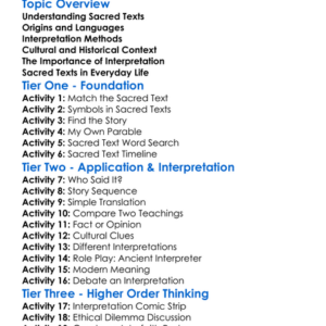 Interpretation Of Sacred Texts Worksheet Activity Booklet