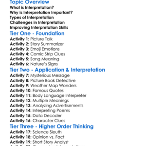 Interpretation Worksheet Activity Booklet