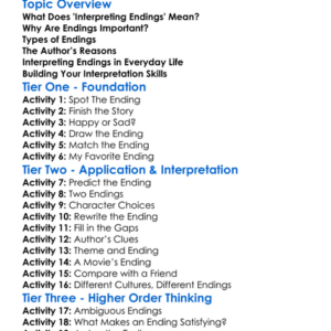 Interpreting Endings Worksheet Activity Booklet