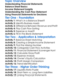 Interpreting Financial Statements Worksheet Activity Booklet