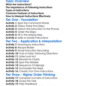 Interpreting Instructions Worksheet Activity Booklet