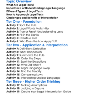 Interpreting Legal Texts Worksheet Activity Booklet