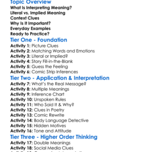Interpreting Meaning Worksheet Activity Booklet