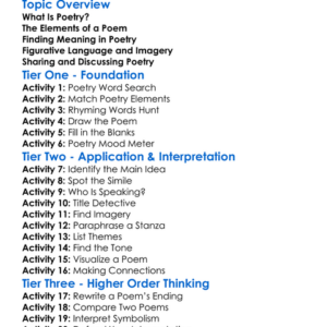 Interpreting Poetry Worksheet Activity Booklet