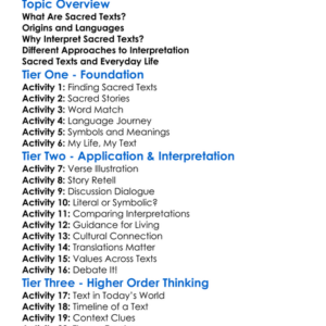 Interpreting Sacred Texts Worksheet Activity Booklet