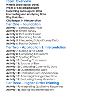 Interpreting Sociological Data Worksheet Activity Booklet