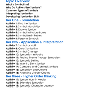 Interpreting Symbolism Worksheet Activity Booklet