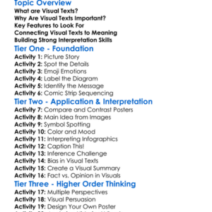 Interpreting Visual Texts Worksheet Activity Booklet