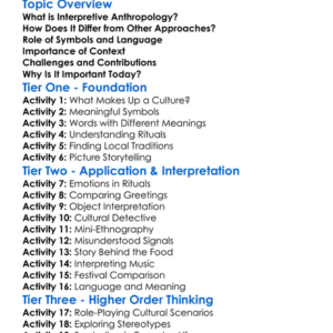 Interpretive Anthropology Worksheet Activity Booklet