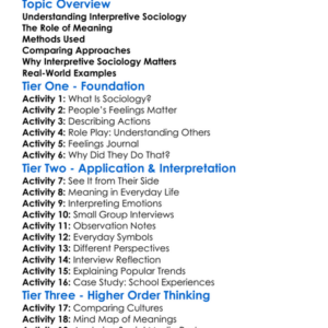 Interpretive Sociology Worksheet Activity Booklet