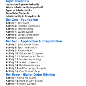 Intertextuality Worksheet Activity Booklet