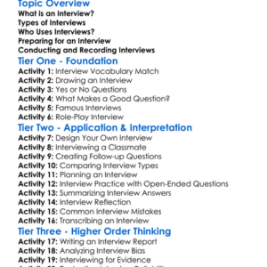 Interview Methods Worksheet Activity Booklet