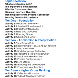 Interview Skills Worksheet Activity Booklet
