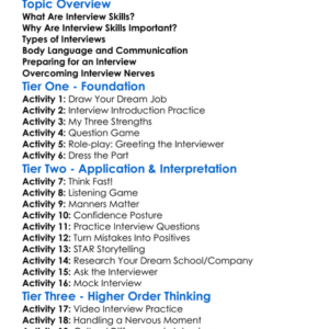 Interview Skills Worksheet Activity Booklet