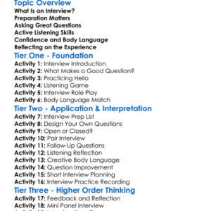 Interview Techniques Worksheet Activity Booklet