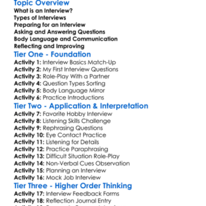 Interview Techniques Worksheet Activity Booklet